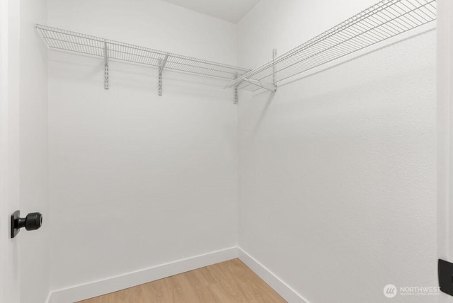 spacious closet with light wood-style floors