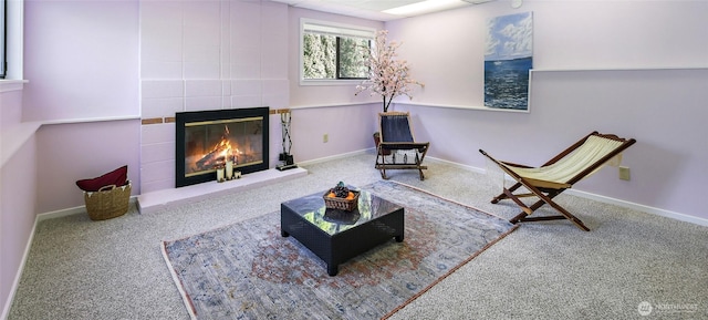 9908 48th Ave W, Mukilteo, WA 98275 - living area with carpet and a tile fireplace