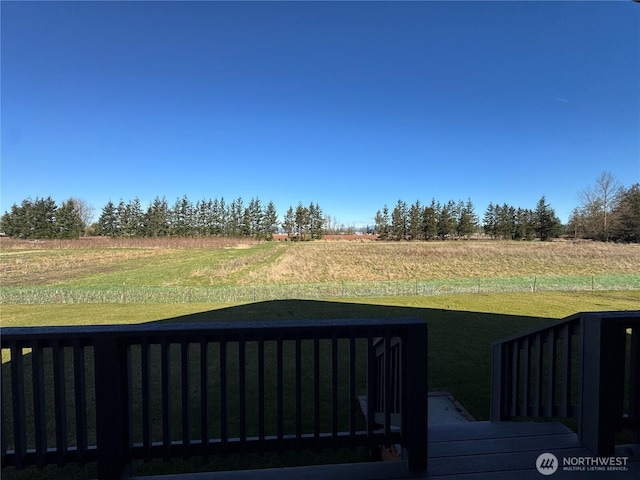 view of yard with a rural view