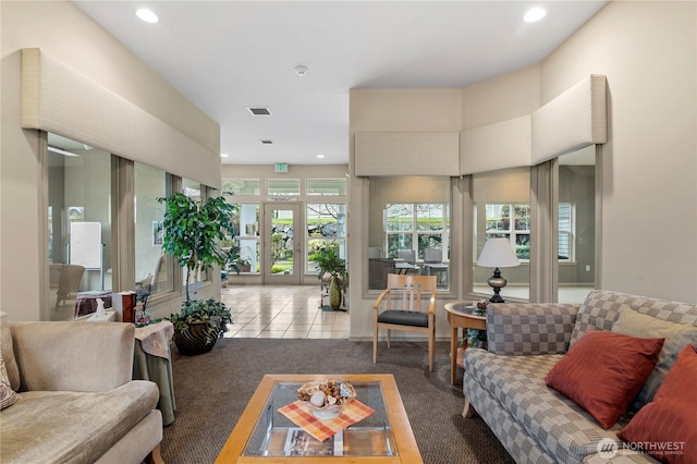 interior space featuring visible vents and recessed lighting