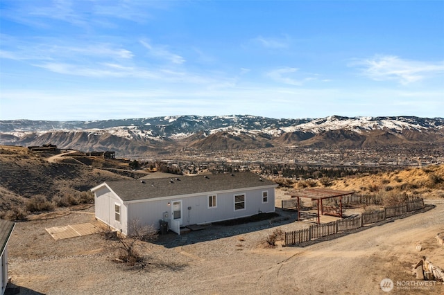 drone / aerial view with a mountain view