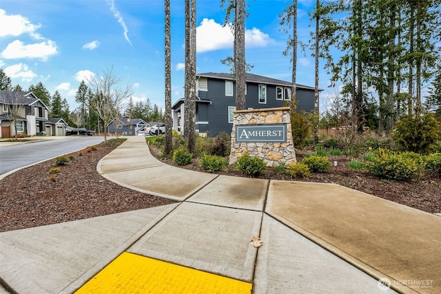 view of road with a residential view