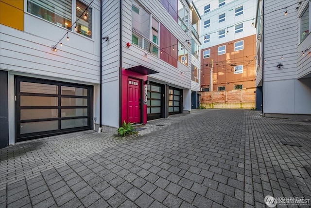 exterior space featuring an attached garage