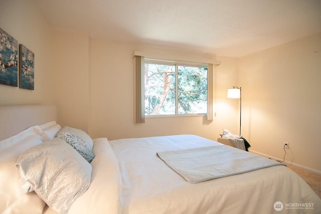 bedroom featuring carpet floors and baseboards