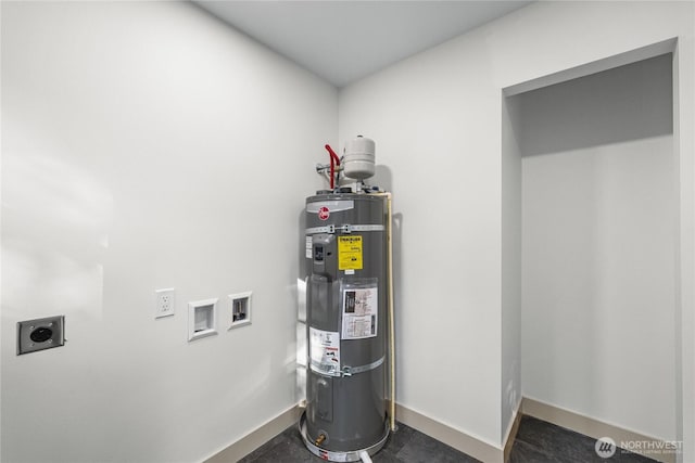 utility room with strapped water heater