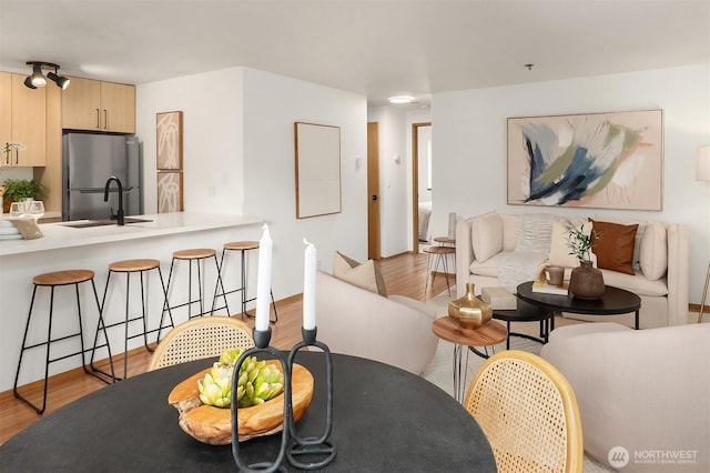 living area featuring wood finished floors