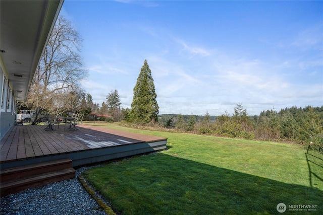 view of yard featuring a deck