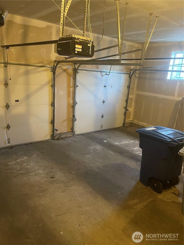 garage with a garage door opener