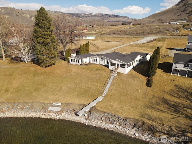 aerial view featuring a mountain view