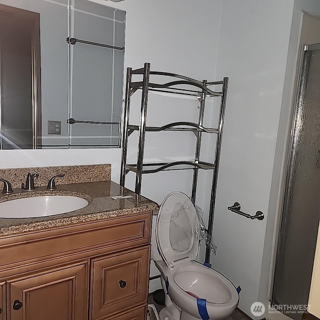 bathroom with toilet and vanity