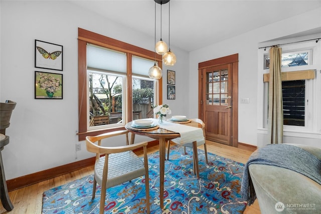 dining room featuring baseboards and wood finished floors