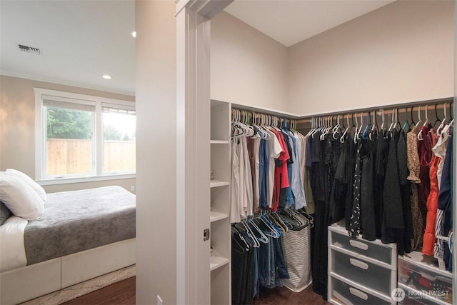 walk in closet featuring visible vents