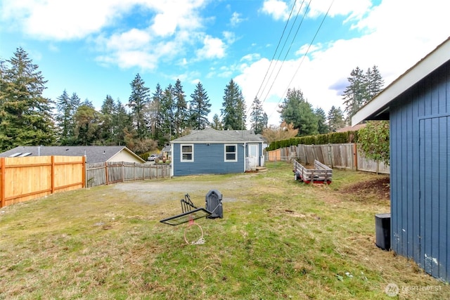 view of yard featuring a fenced backyard