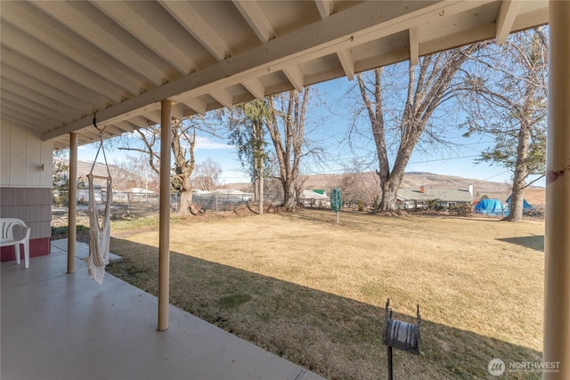 view of yard with a patio area and fence