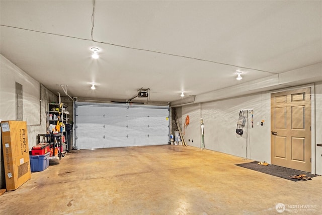 garage with a garage door opener