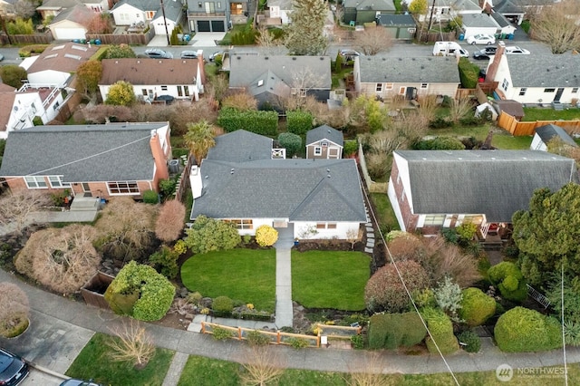 aerial view featuring a residential view