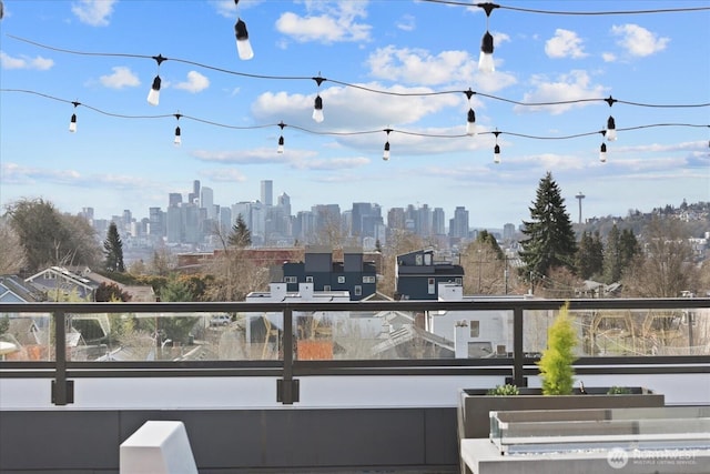 balcony with a view of city