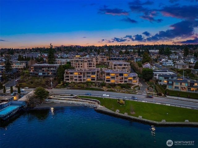 bird's eye view featuring a water view