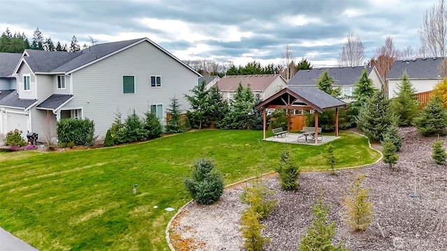 view of yard featuring a gazebo and a patio