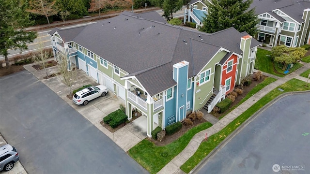 bird's eye view with a residential view