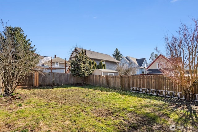 view of yard featuring a fenced backyard