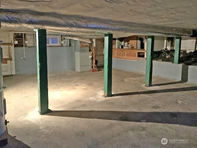 view of unfinished basement