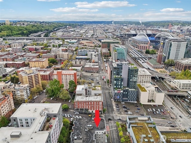 birds eye view of property featuring a city view