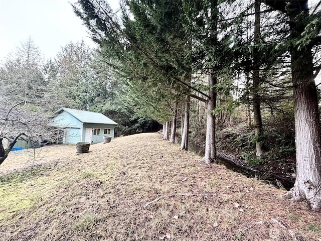 view of yard featuring an outdoor structure