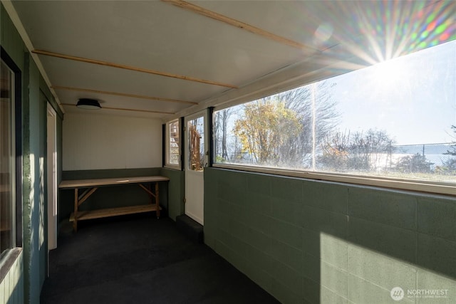 view of unfurnished sunroom