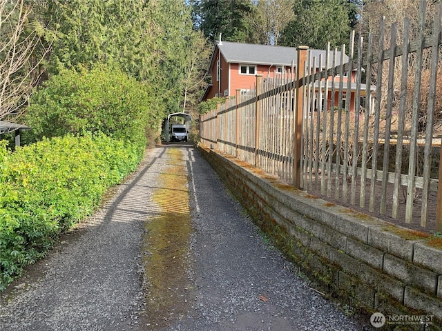 view of road featuring driveway