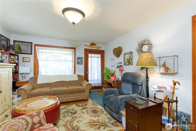 living area with wainscoting