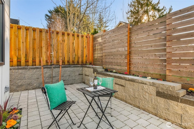 view of patio with a fenced backyard