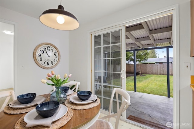 view of dining space