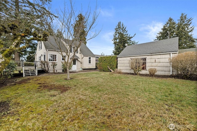 view of yard featuring a deck