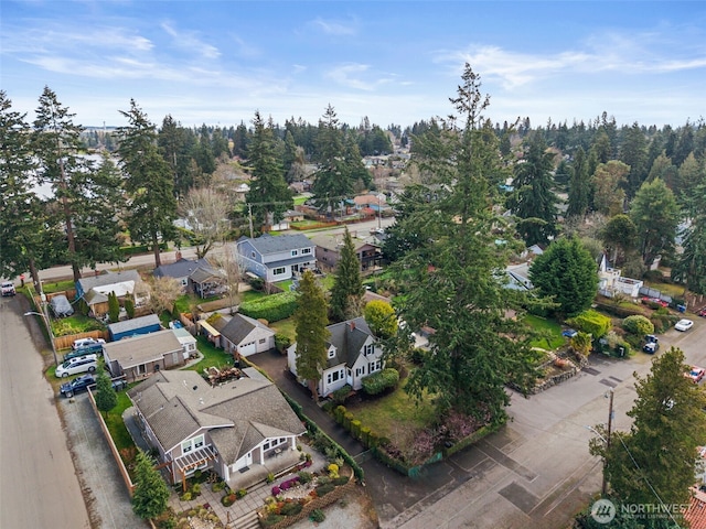 birds eye view of property with a residential view