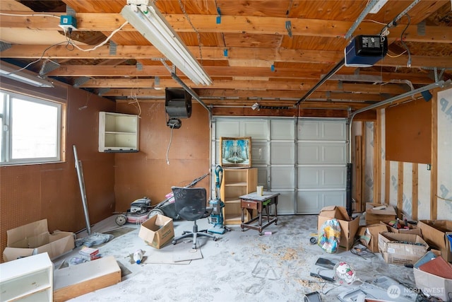 garage with a garage door opener