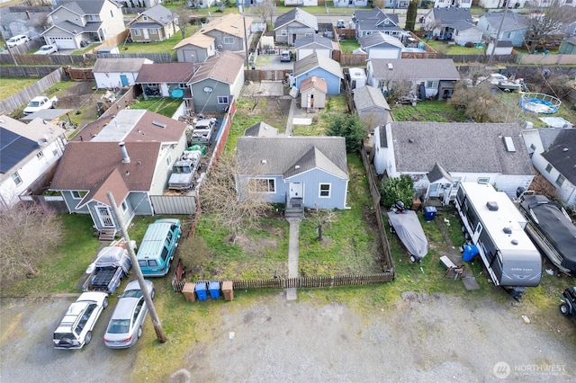 bird's eye view with a residential view