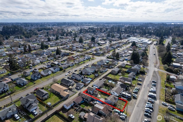 drone / aerial view with a residential view