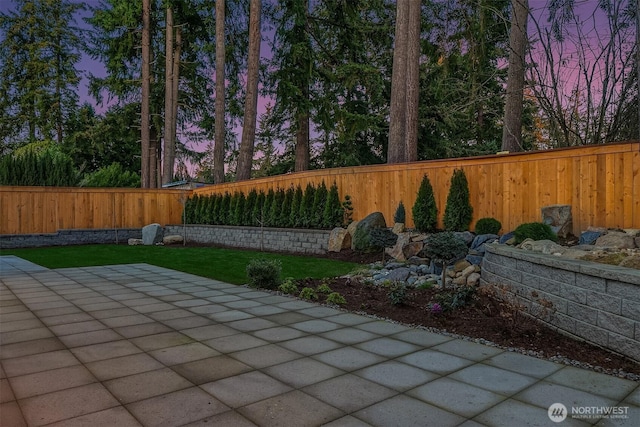 view of patio featuring a fenced backyard