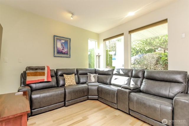 living area featuring light wood-style floors