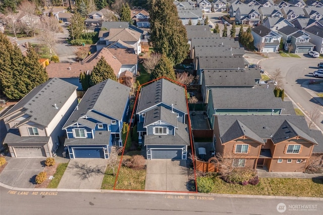 aerial view with a residential view