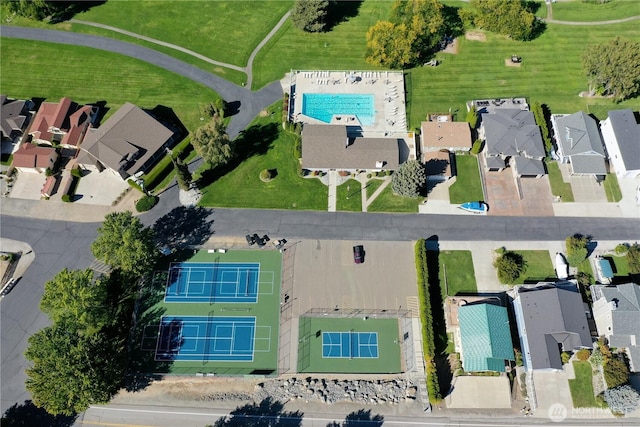 bird's eye view with a residential view