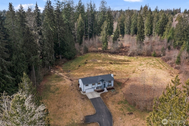 aerial view with a forest view