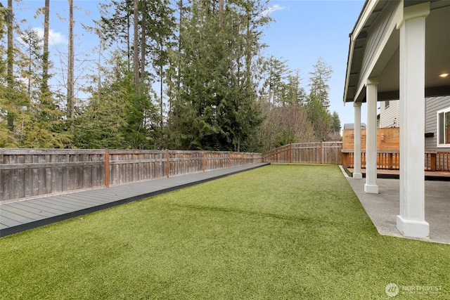 view of yard featuring a fenced backyard