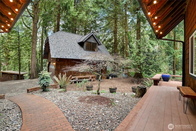 view of yard featuring a deck