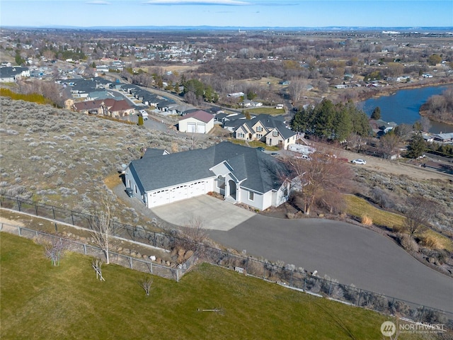 aerial view with a residential view