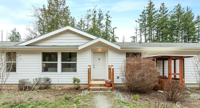 view of single story home