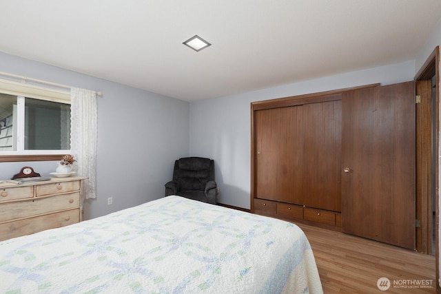 bedroom featuring light wood-type flooring