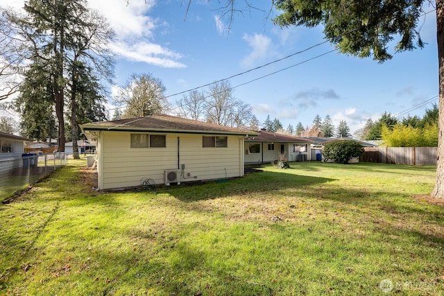 back of property with a lawn and a fenced backyard