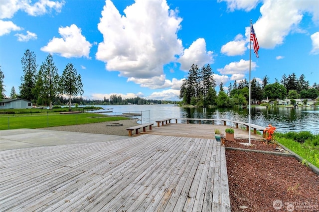 view of dock featuring a water view